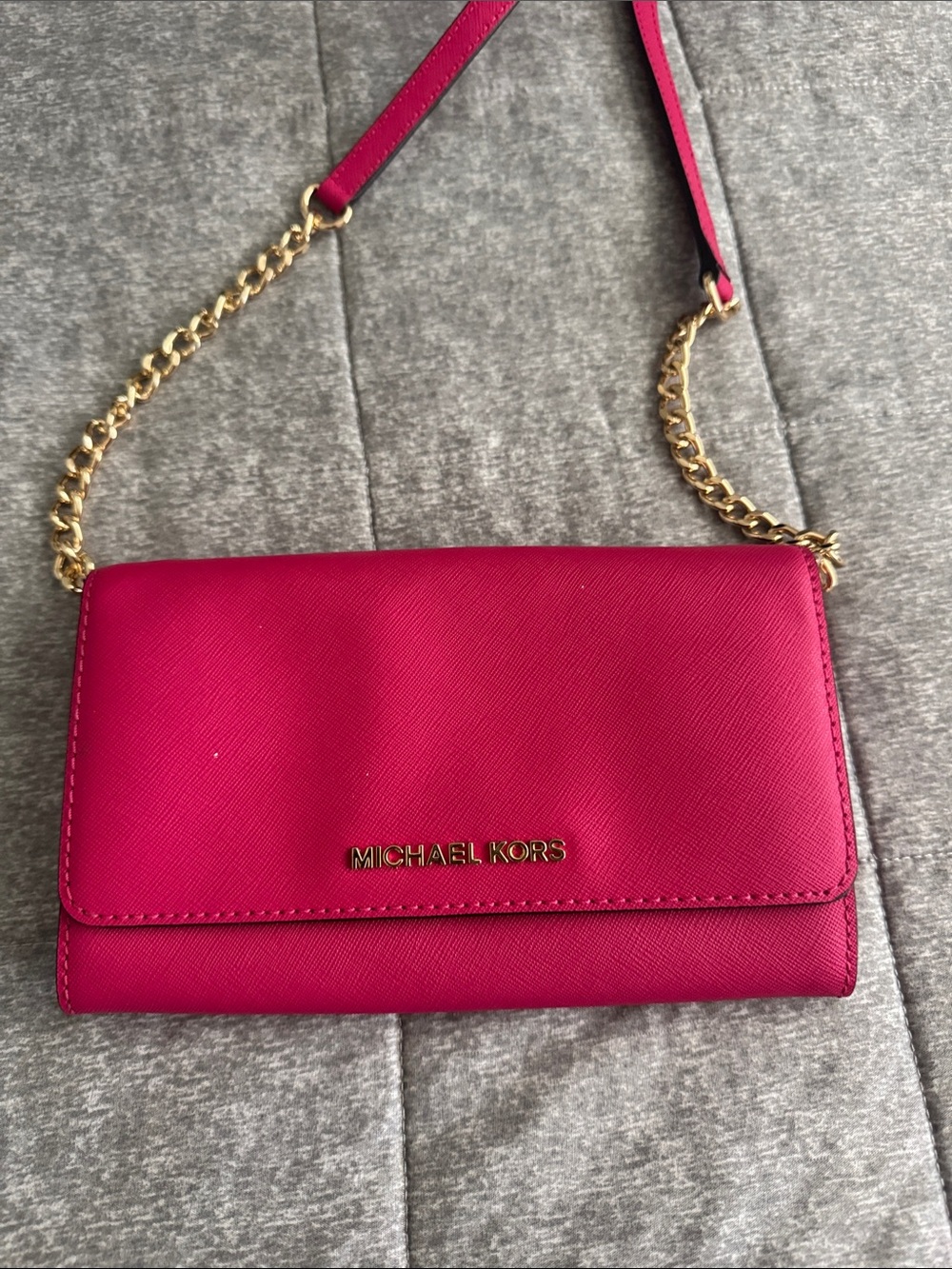 Michael Kors Fuchsia Chain-Strap Crossbody